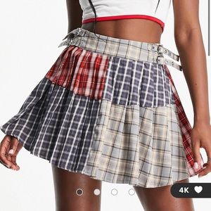 Reclaimed Vintage patchwork check mini skirt